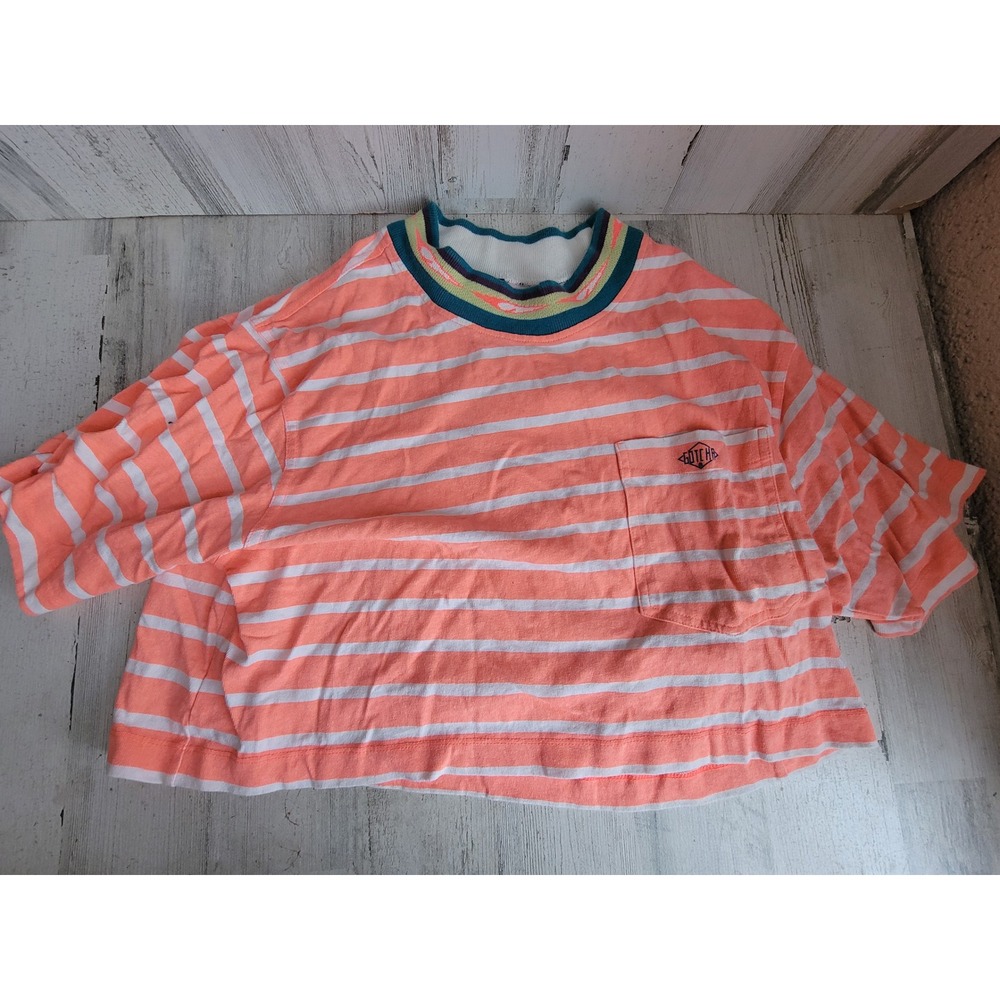 vintage Gotcha large L‎ striped crop top shirt orange unique women's